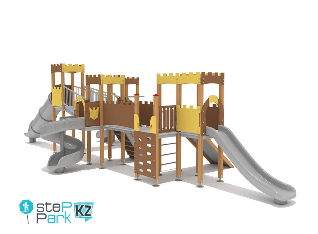 ADK 6A — Детский игровой комплекс «Замок» с туннельной и спиральной горками
