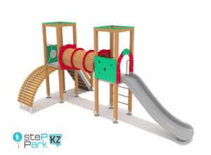 Двухбашенный игровой комплекс Кубик с туннельным переходом
